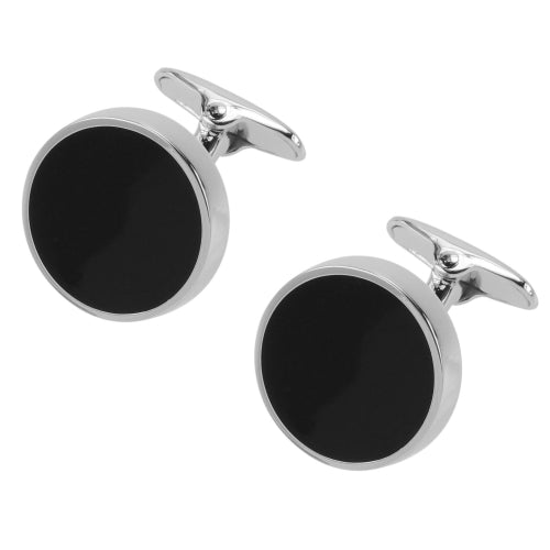 Manschettknapp - svart onyx med silverkant