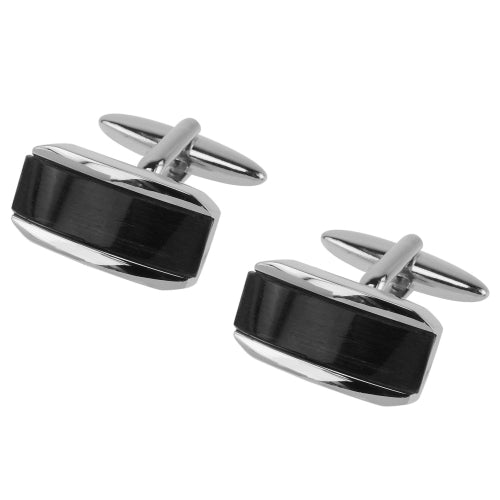 Manschettknapp - svart onyx med silverkant