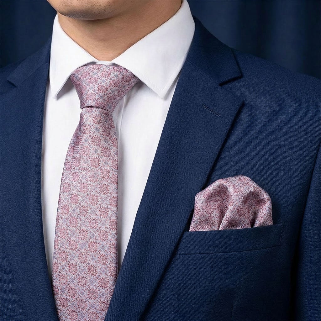 Sidenslips och näsduk 19730, mönstrad röd