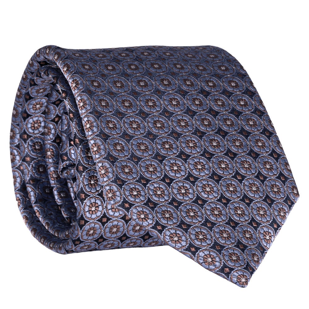 Sidenslips, mönstrad 030 marin/beige