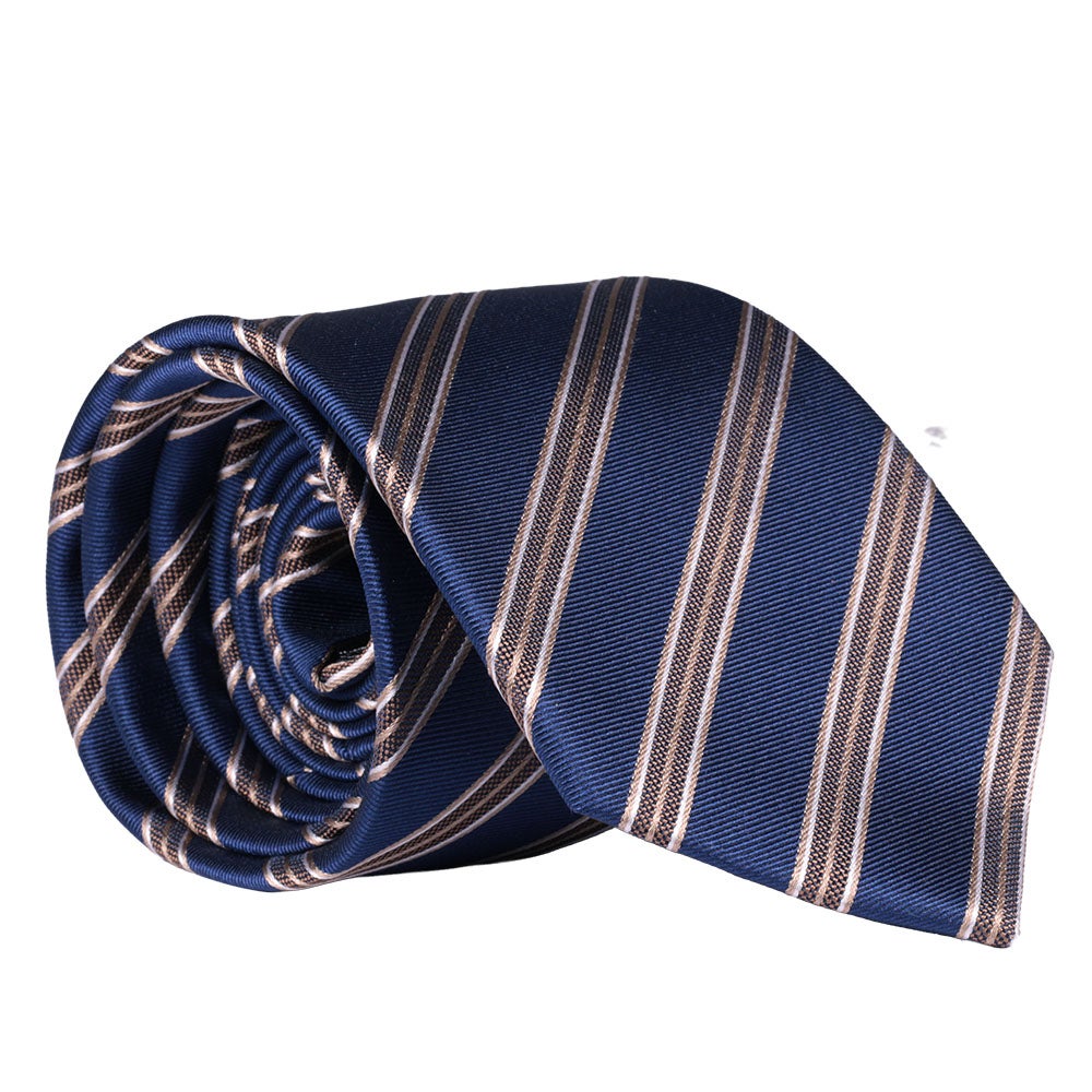 Sidenslips, mönstrad marin/beige