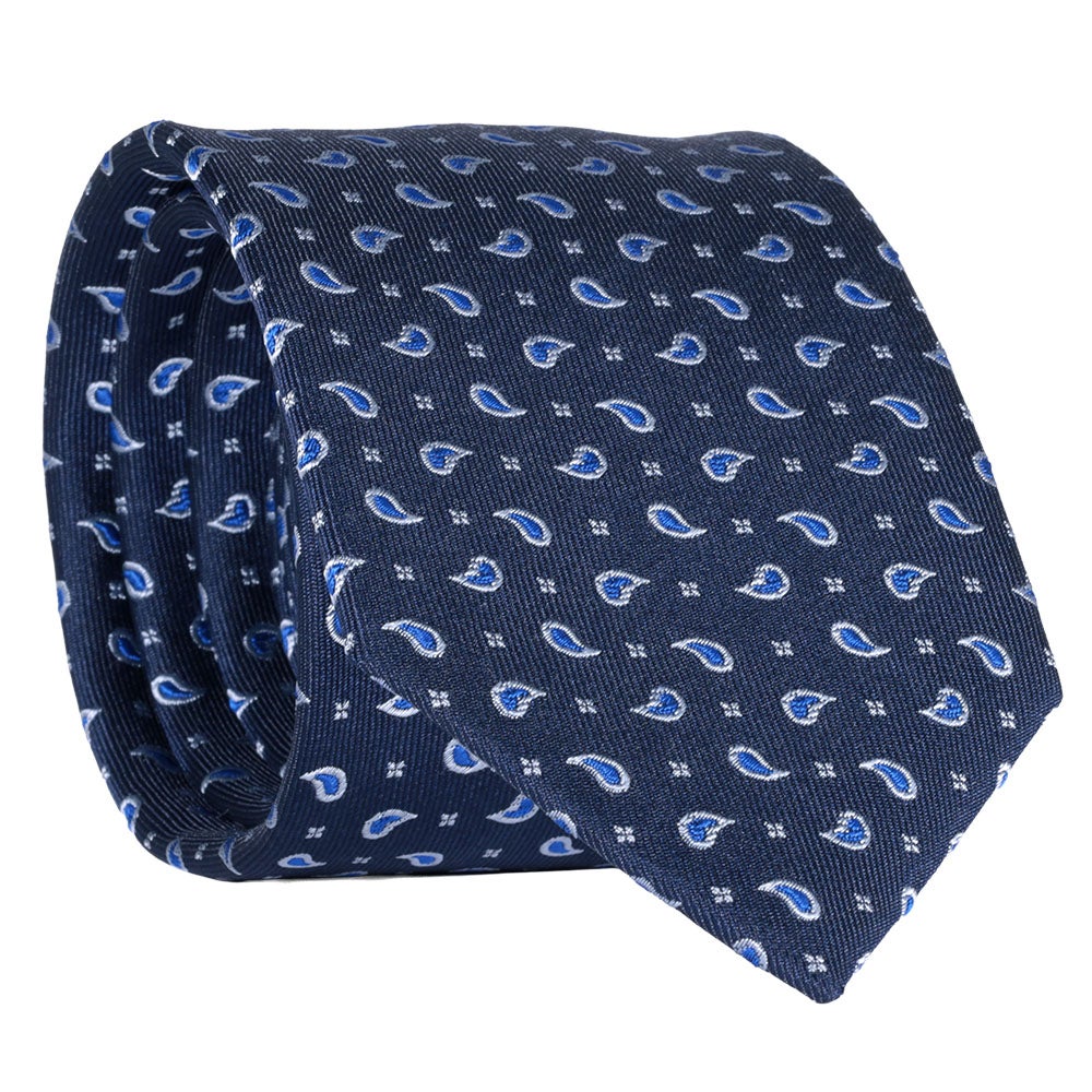 Sidenslips, mönstrad marinblå/blå