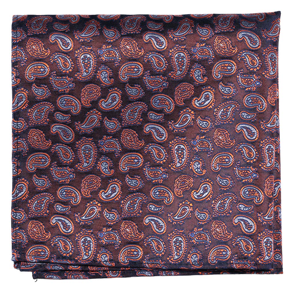 Sidennäsduk, mönstrad vinröd/persika