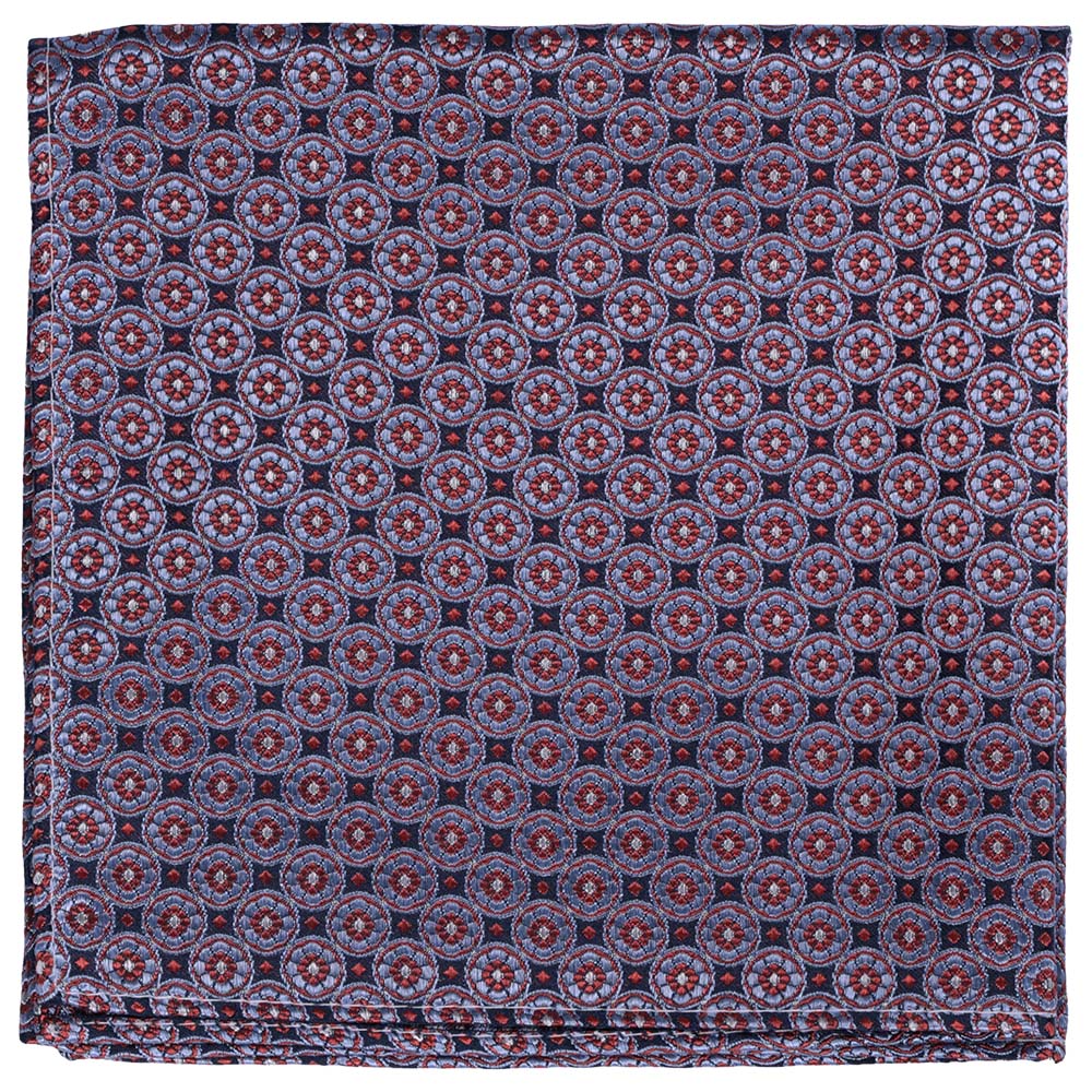 Sidennäsduk, mönstrad 030 marin/röd