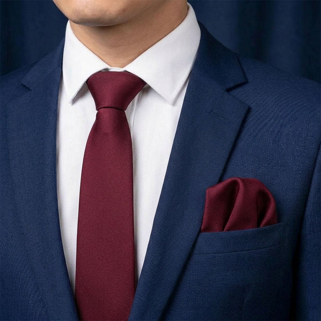 Slips och näsduk, vinröd