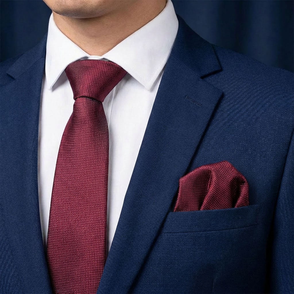 Sidenslips och näsduk 9300 vinröd