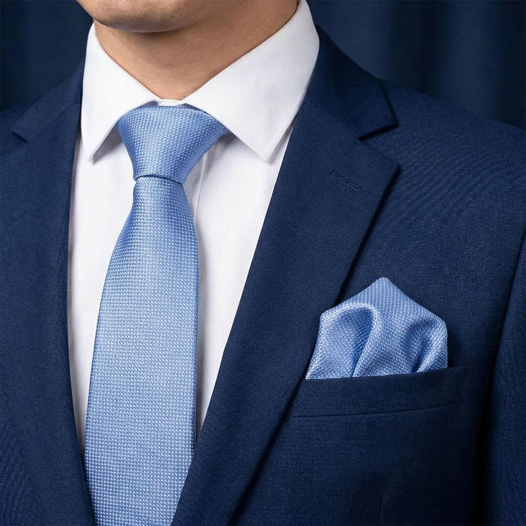 Sidenslips och näsduk 9300 ljusblå