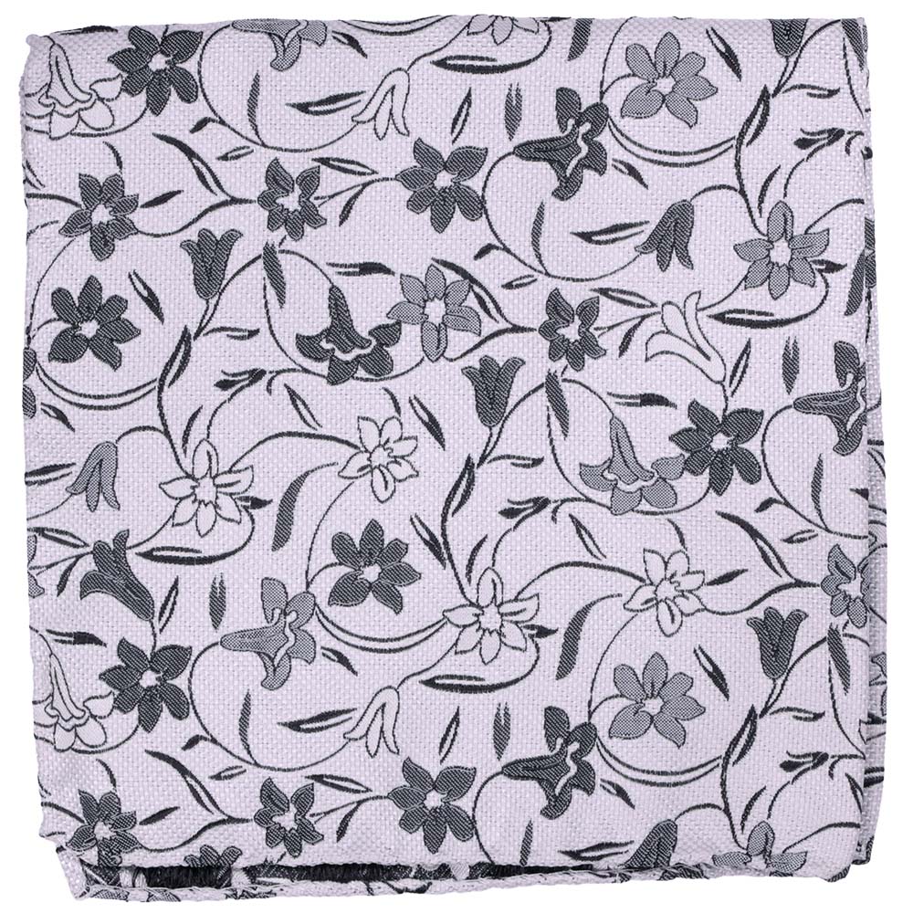 Sidennäsduk, mönstrad 019 vit/svart