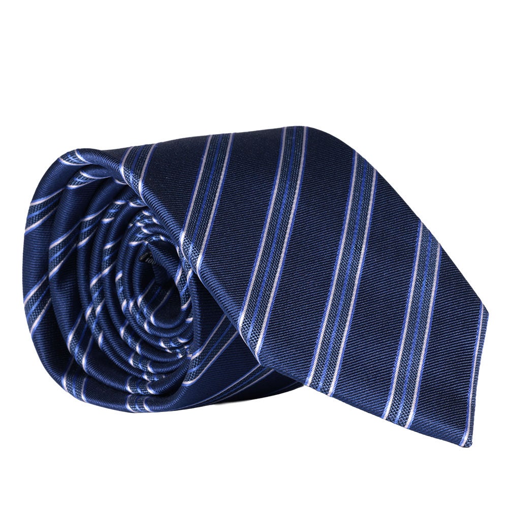 Sidenslips, mönstrad marin/blå