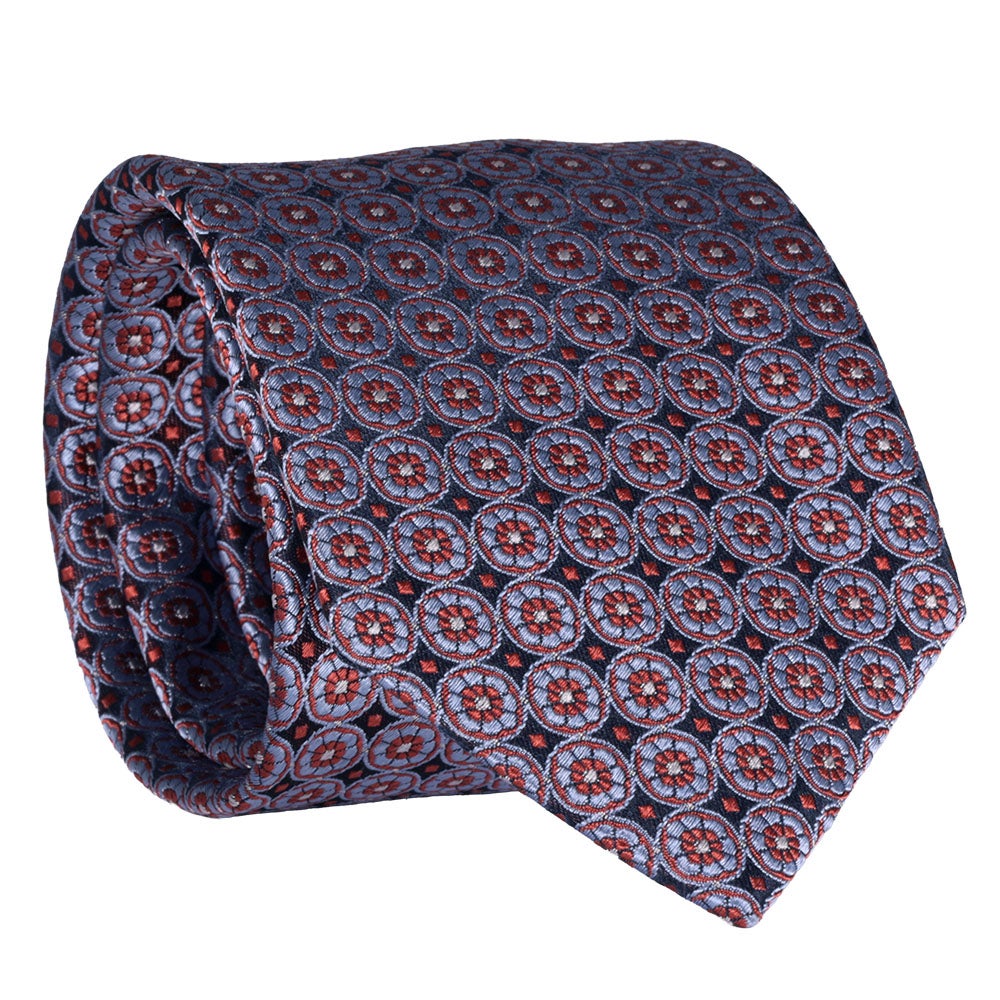 Sidenslips, mönstrad 030 marin/röd