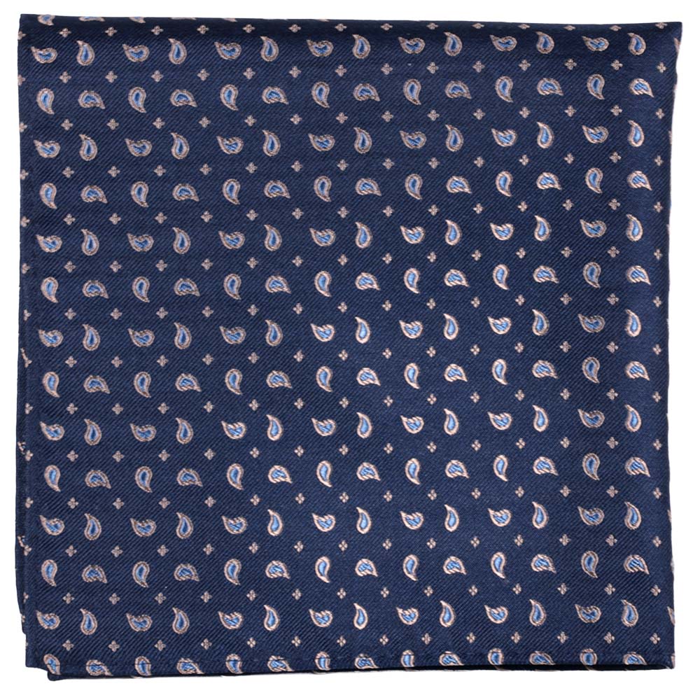 Sidennäsduk, mönstrad marinblå