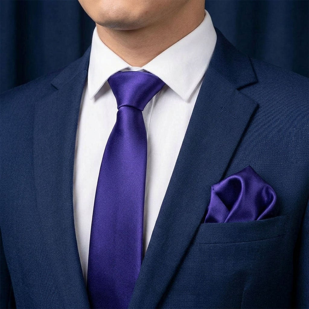 Slips och näsduk, mörklila