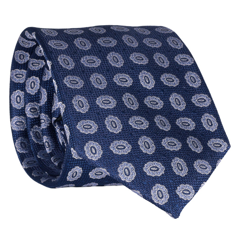 Sidenslips, mönstrad 027 marinblå