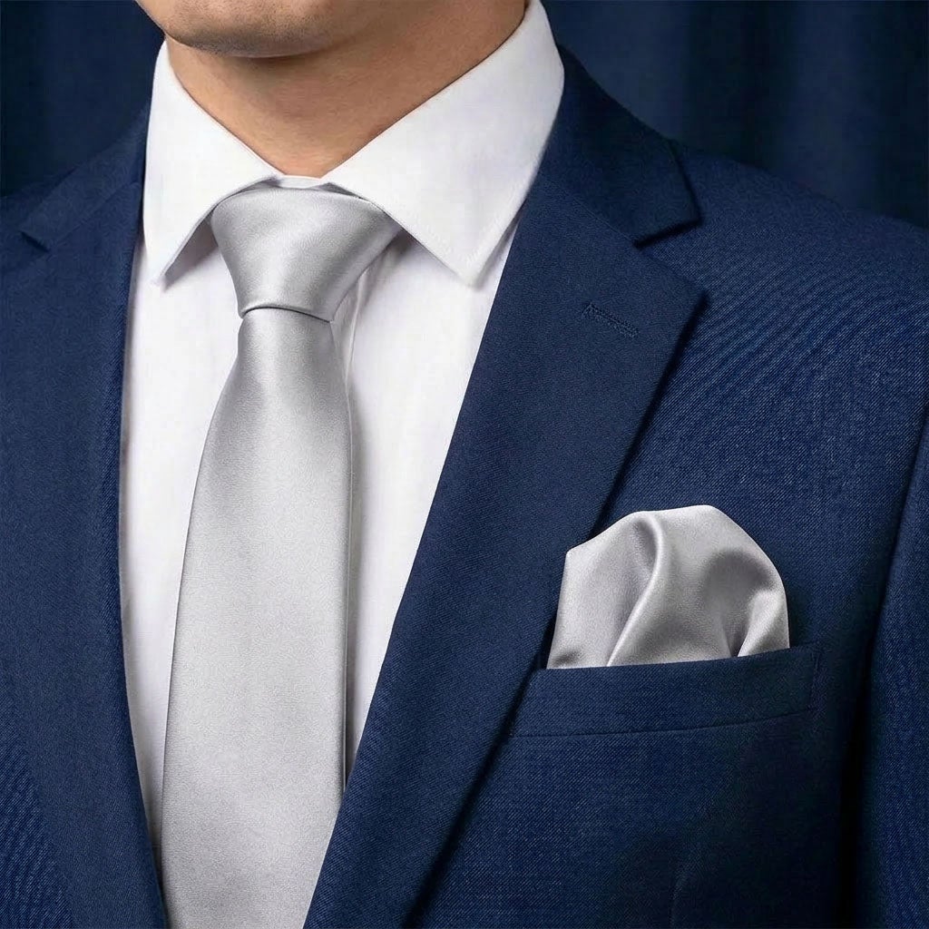 Slips och näsduk, silvergrå