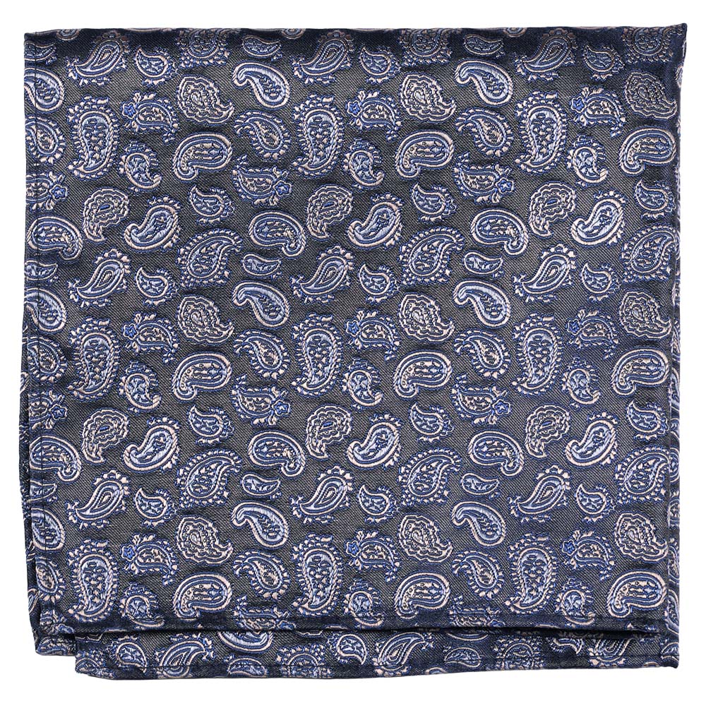 Sidennäsduk, mönstrad marin/beige