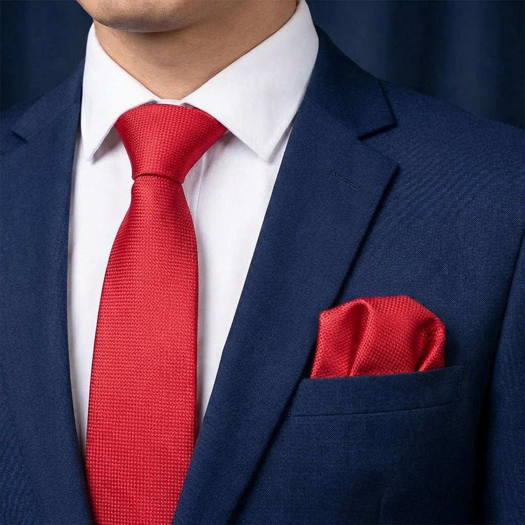 Sidenslips och näsduk 9300 röd