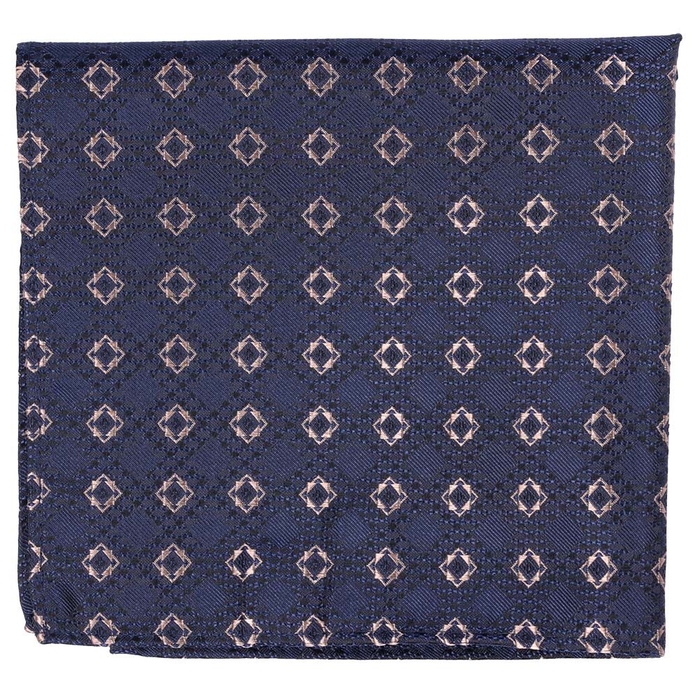 Sidennäsduk, mönstrad 041 marin/beige