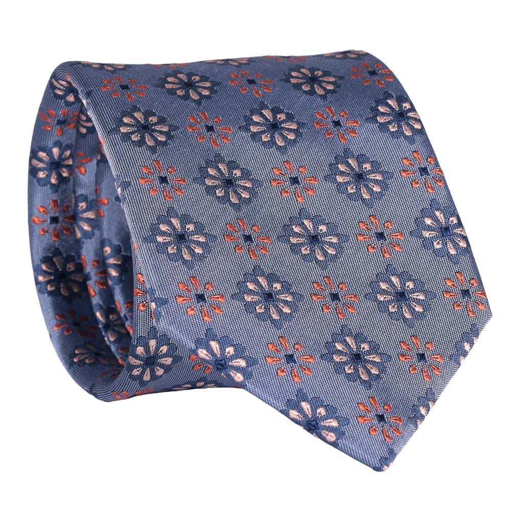 Sidenslips, mönstrad jeansblå/persika