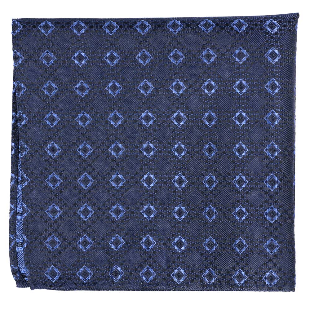 Sidennäsduk, mönstrad 041 marin/jeansblå