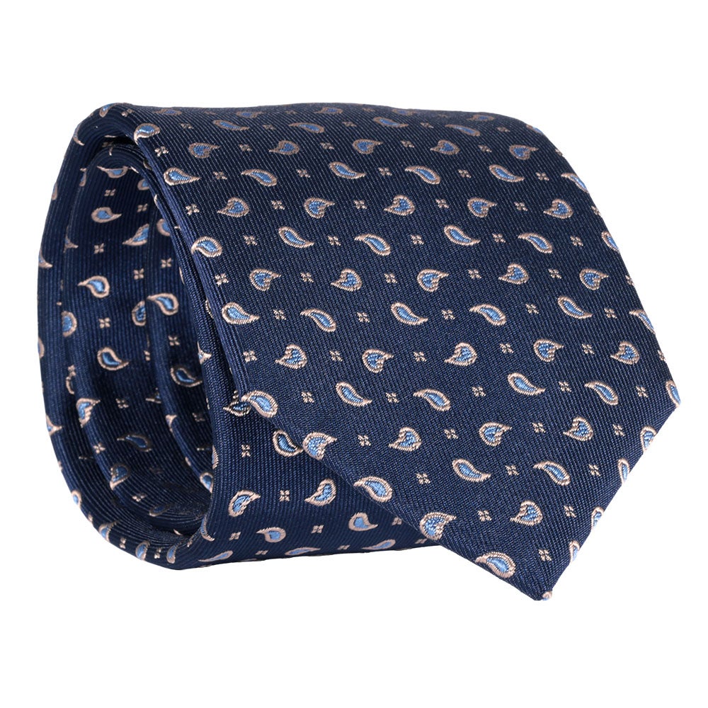 Sidenslips, mönstrad marinblå