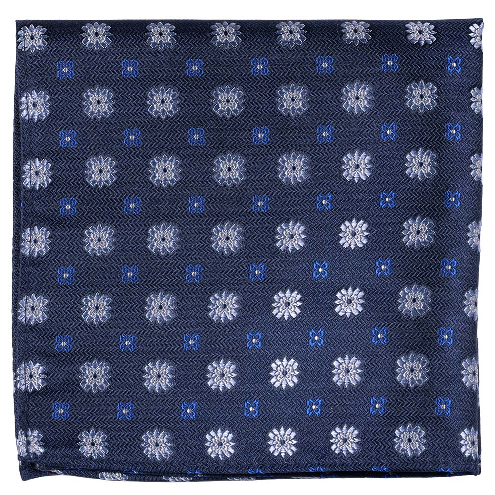 Sidennäsduk, mönstrad marinblå