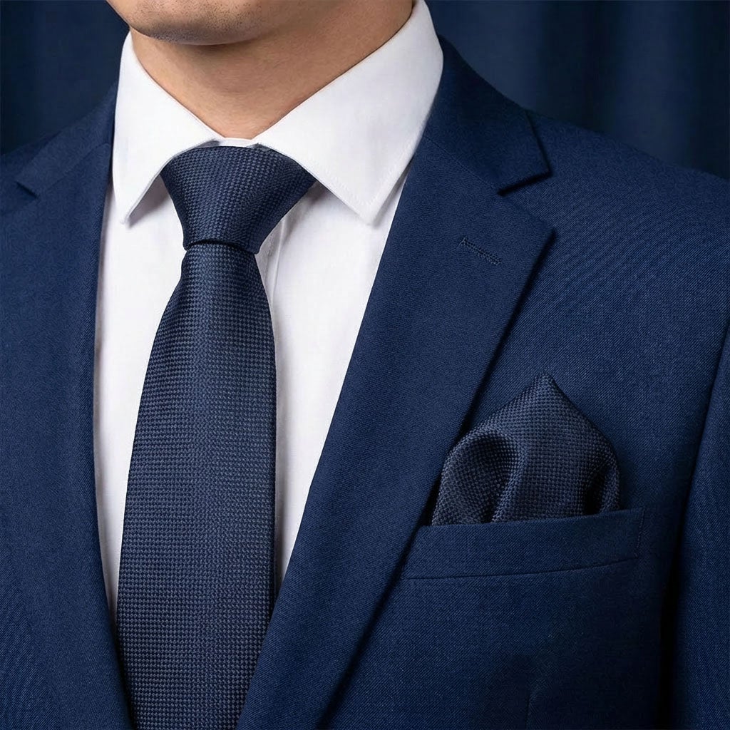 Sidenslips och näsduk 9300 marinblå