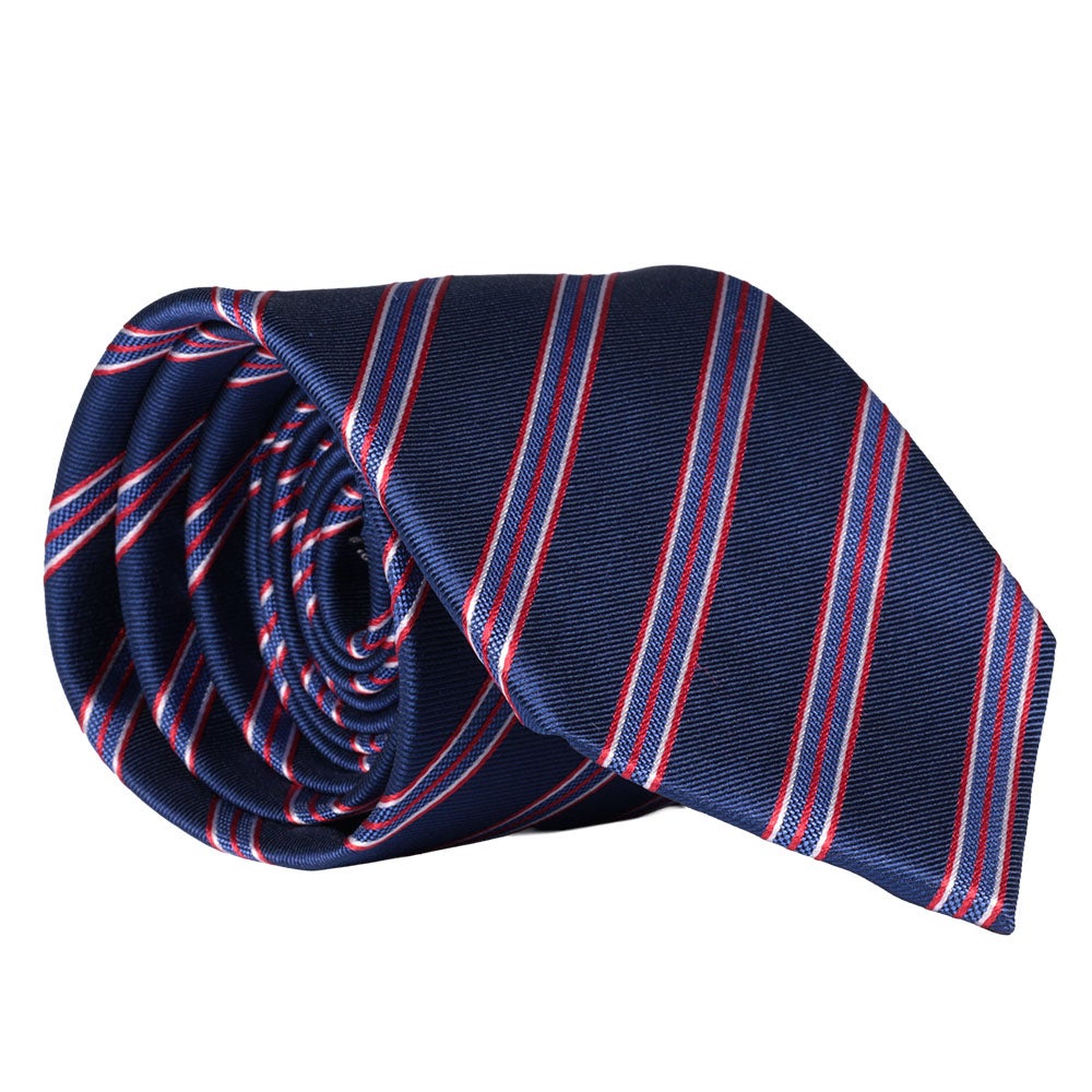 Sidenslips, mönstrad marin/röd