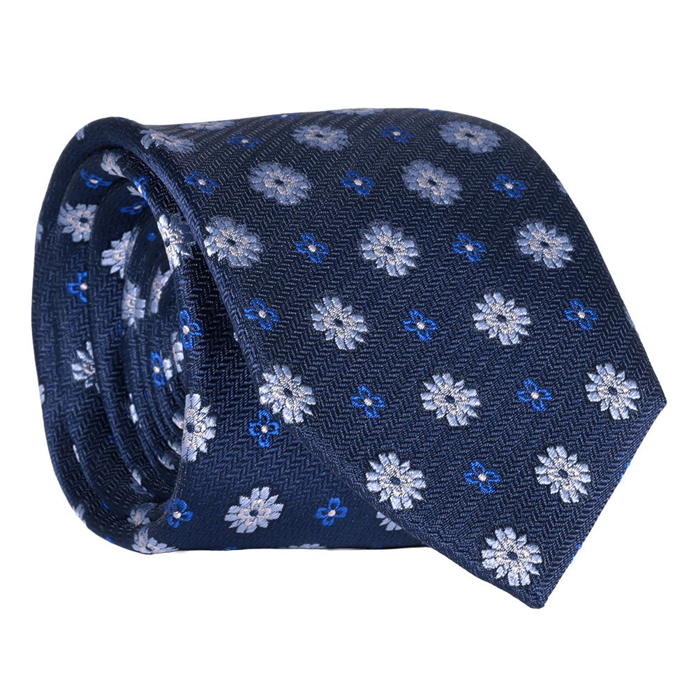 Sidenslips, mönstrad marinblå