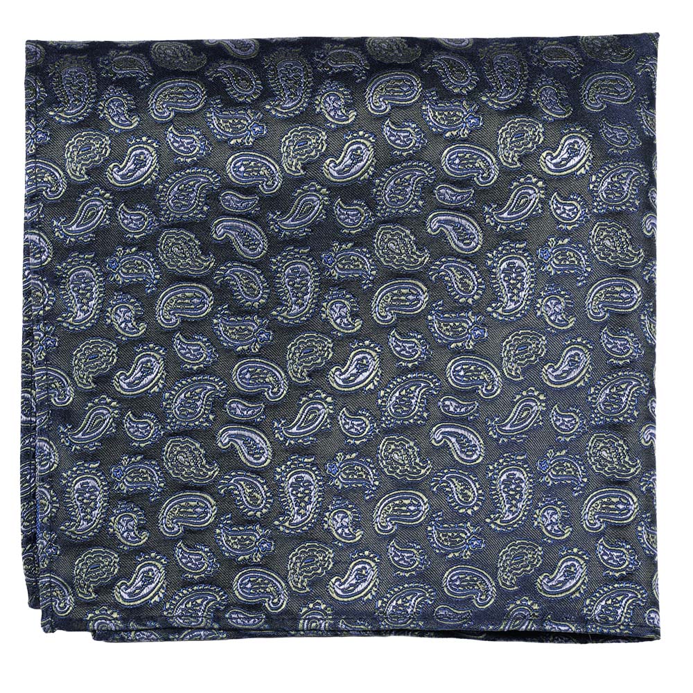 Sidennäsduk, mönstrad marin/grön