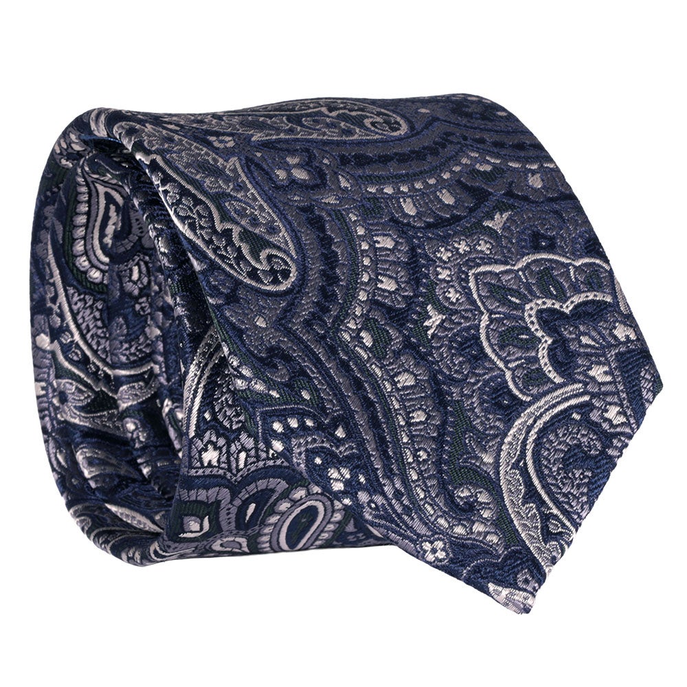 Sidenslips, mönstrad 022 marinblå