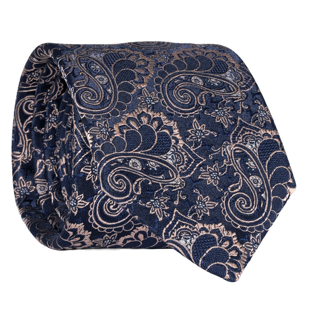 Sidenslips, mönstrad marinblå