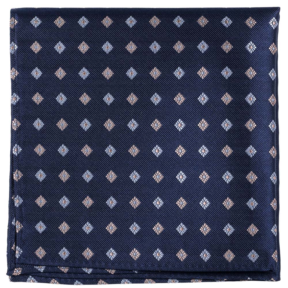 Sidennäsduk, mönstrad marinblå